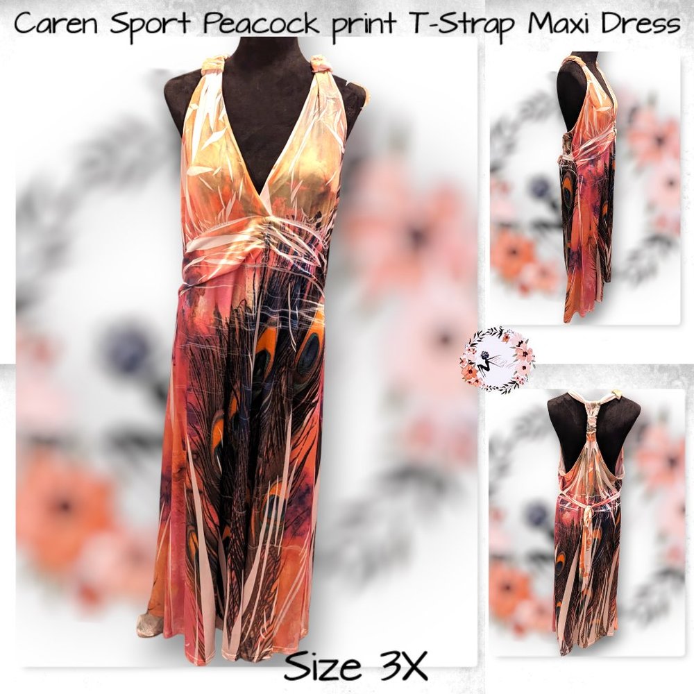💕Caren Sport Mix Print Peacock T-strap Maxi size 3X
